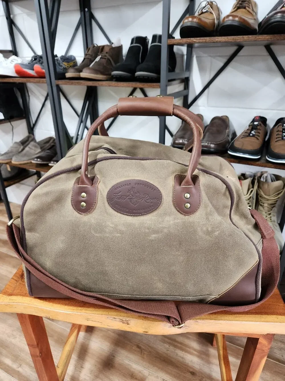 Frost River Flight Bag In Field Tan Waxed Canvas & Rich Brown Leather, Brass